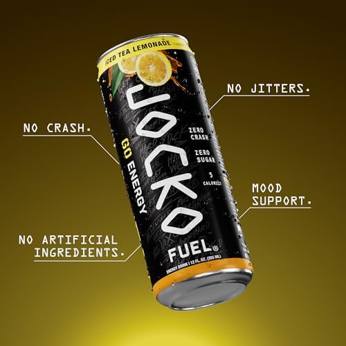 Jocko Fuel GO Energy Drinks, Lemon Lime, 12 oz | 12 Pack | 95mg Clean, No Crash Natural Caffeine | No Sugar, Jitter Free | L-Theanine & Adaptogens Lift Mood, Focus & Endurance