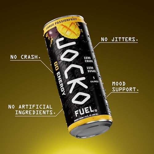 Jocko Fuel GO Energy Drinks, Lemon Lime, 12 oz | 12 Pack | 95mg Clean, No Crash Natural Caffeine | No Sugar, Jitter Free | L-Theanine & Adaptogens Lift Mood, Focus & Endurance