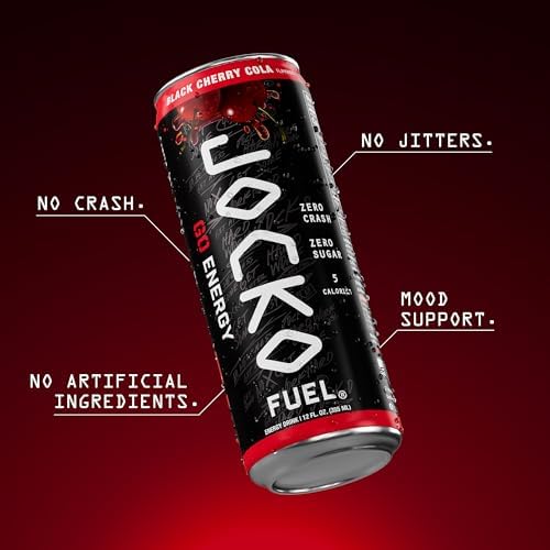 Jocko Fuel GO Energy Drinks, Lemon Lime, 12 oz | 12 Pack | 95mg Clean, No Crash Natural Caffeine | No Sugar, Jitter Free | L-Theanine & Adaptogens Lift Mood, Focus & Endurance