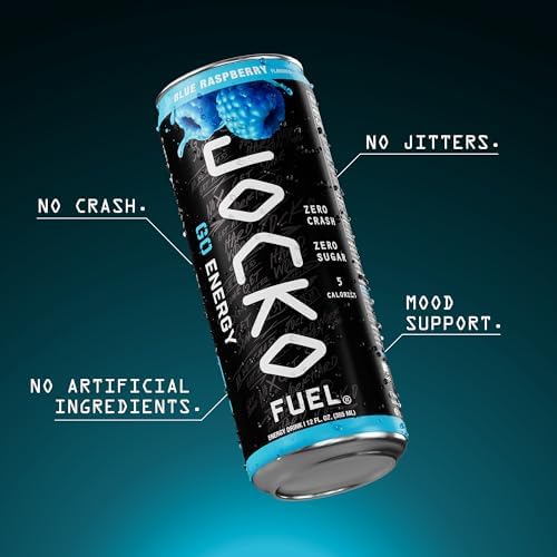 Jocko Fuel GO Energy Drinks, Lemon Lime, 12 oz | 12 Pack | 95mg Clean, No Crash Natural Caffeine | No Sugar, Jitter Free | L-Theanine & Adaptogens Lift Mood, Focus & Endurance
