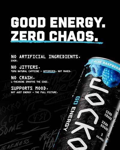 Jocko Fuel GO Energy Drinks, Lemon Lime, 12 oz | 12 Pack | 95mg Clean, No Crash Natural Caffeine | No Sugar, Jitter Free | L-Theanine & Adaptogens Lift Mood, Focus & Endurance