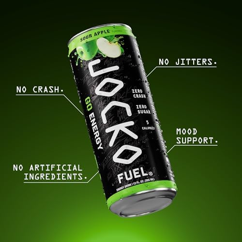 Jocko Fuel GO Energy Drinks, Lemon Lime, 12 oz | 12 Pack | 95mg Clean, No Crash Natural Caffeine | No Sugar, Jitter Free | L-Theanine & Adaptogens Lift Mood, Focus & Endurance