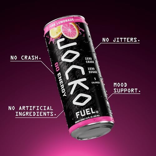 Jocko Fuel GO Energy Drinks, Lemon Lime, 12 oz | 12 Pack | 95mg Clean, No Crash Natural Caffeine | No Sugar, Jitter Free | L-Theanine & Adaptogens Lift Mood, Focus & Endurance
