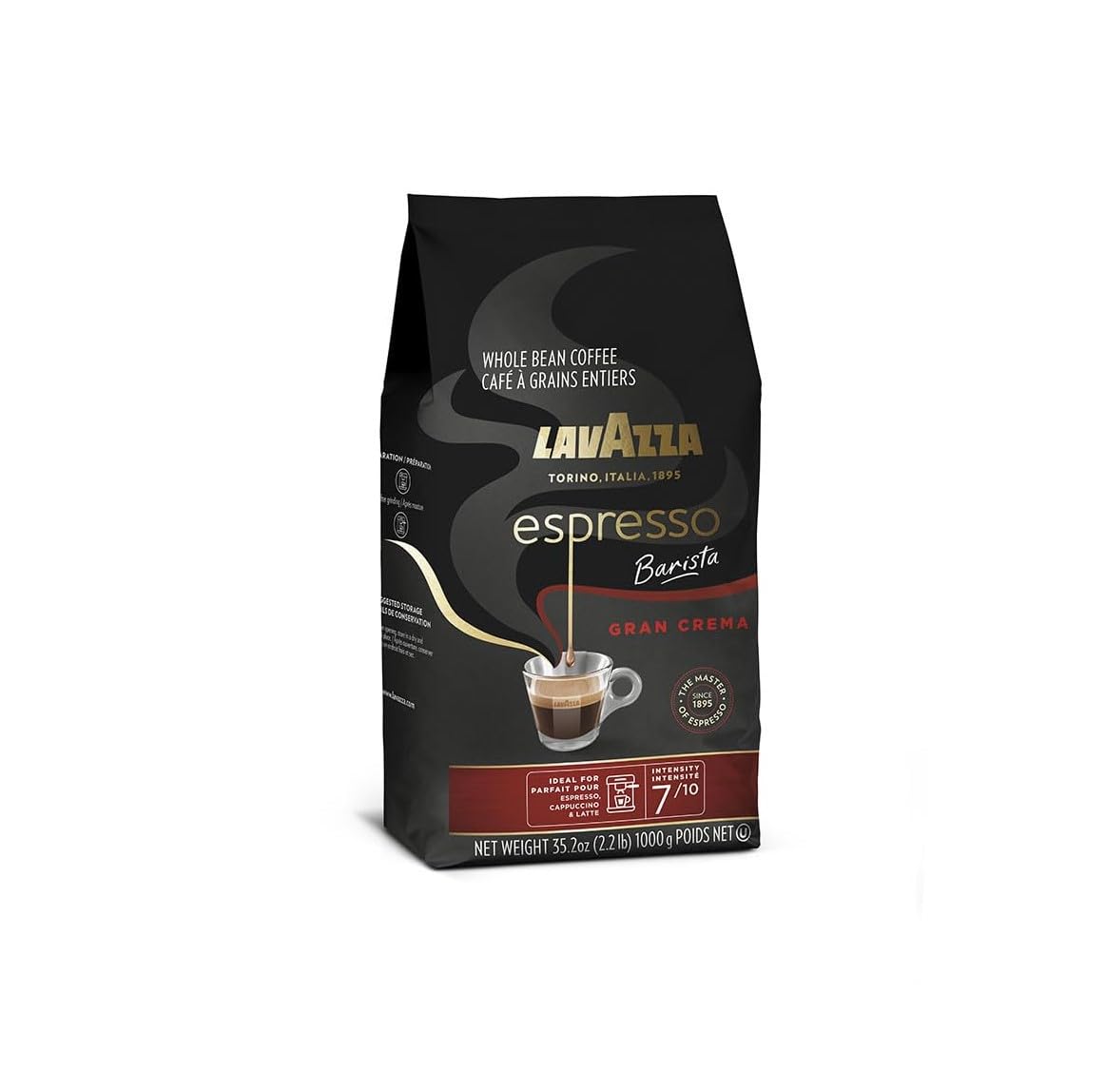 Lavazza Espresso Barista Gran Crema Whole Bean Coffee Blend, Medium Espresso Roast, Oz Bag (Packaging May Vary) - 2.2 LB, 35.2 Ounce (Pack of 2)