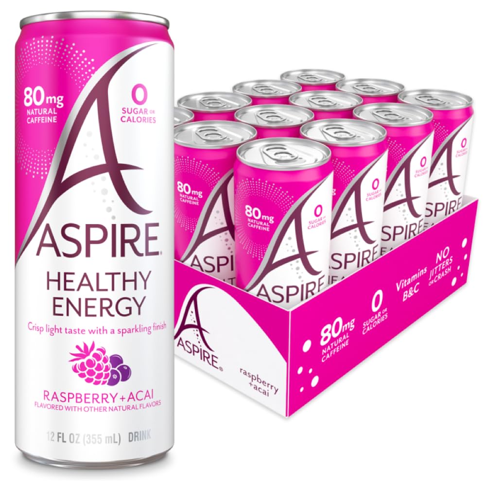 ASPIRE® Classics Variety Pack, Healthy Energy Drink 80mg Natural Caffeine, Zero Sugar No Carbs Keto Friendly, 12 Pack Green Tea Sugar Free Drink Low Caffeine Zero Calorie