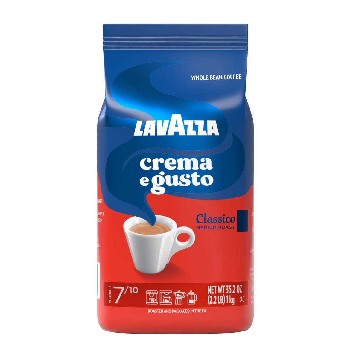 Lavazza Espresso Barista Gran Crema Whole Bean Coffee Blend, Medium Espresso Roast, Oz Bag (Packaging May Vary) - 2.2 LB, 35.2 Ounce (Pack of 2)