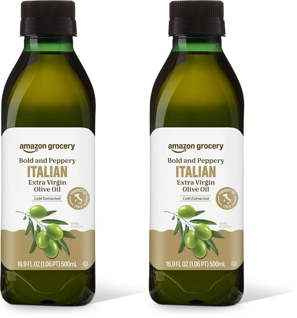Amazon Fresh, Italian Extra Virgin Olive Oil, First Cold Pressed, 16.9 Fl Oz (Pack of 2)