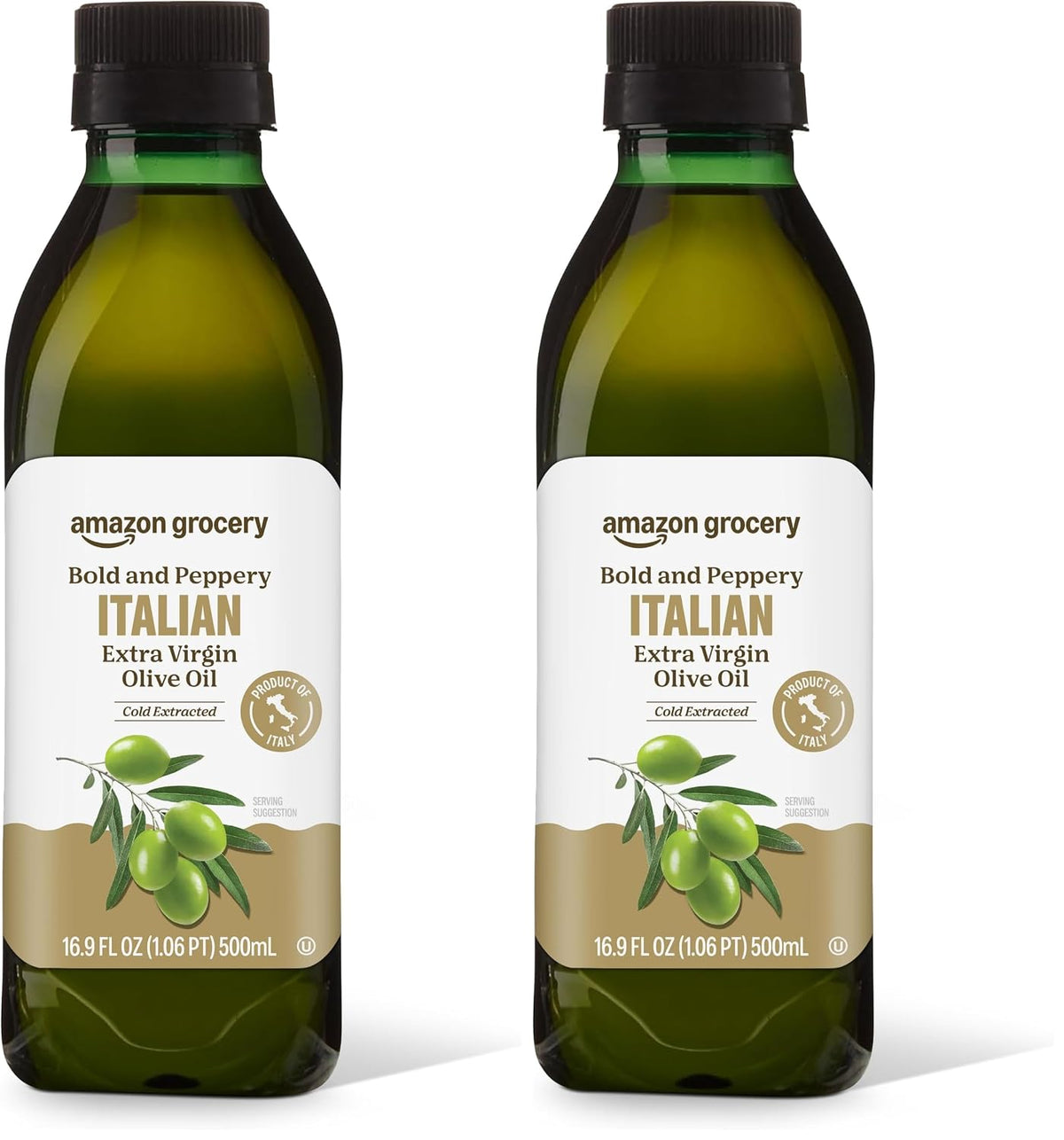 Amazon Fresh, Italian Extra Virgin Olive Oil, First Cold Pressed, 16.9 Fl Oz (Pack of 2)