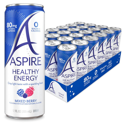 ASPIRE® Classics Variety Pack, Healthy Energy Drink 80mg Natural Caffeine, Zero Sugar No Carbs Keto Friendly, 12 Pack Green Tea Sugar Free Drink Low Caffeine Zero Calorie