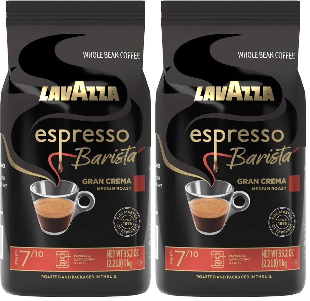Lavazza Espresso Barista Gran Crema Whole Bean Coffee Blend, Medium Espresso Roast, Oz Bag (Packaging May Vary) - 2.2 LB, 35.2 Ounce (Pack of 2)