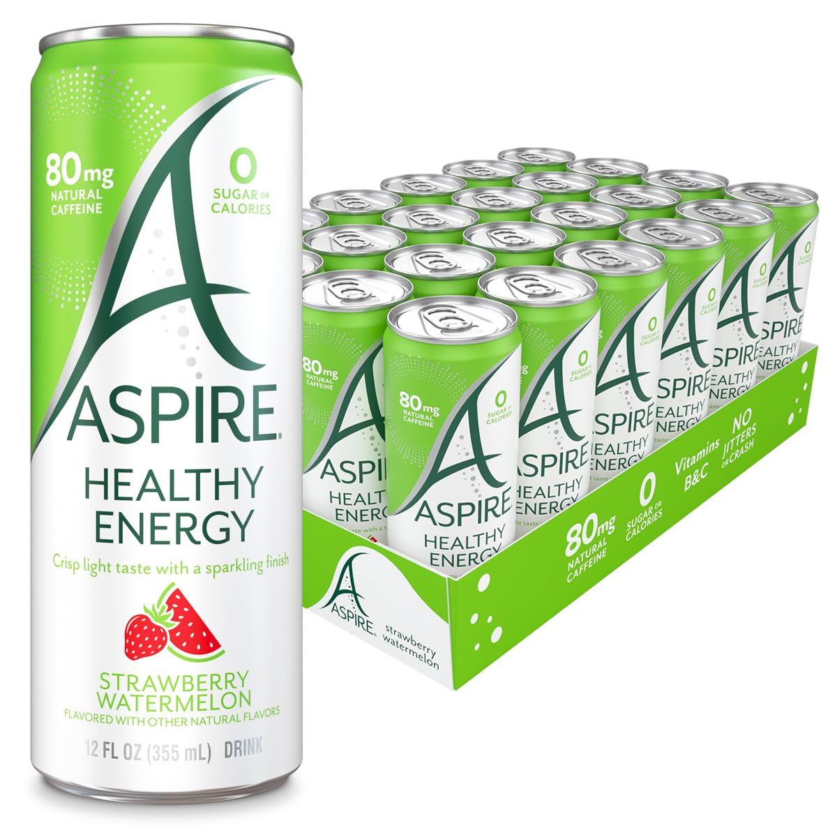 ASPIRE® Classics Variety Pack, Healthy Energy Drink 80mg Natural Caffeine, Zero Sugar No Carbs Keto Friendly, 12 Pack Green Tea Sugar Free Drink Low Caffeine Zero Calorie