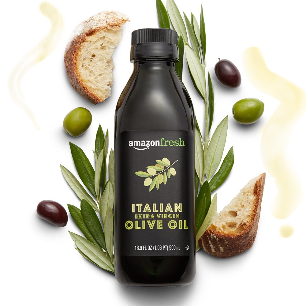 Amazon Fresh, Italian Extra Virgin Olive Oil, First Cold Pressed, 16.9 Fl Oz (Pack of 2)