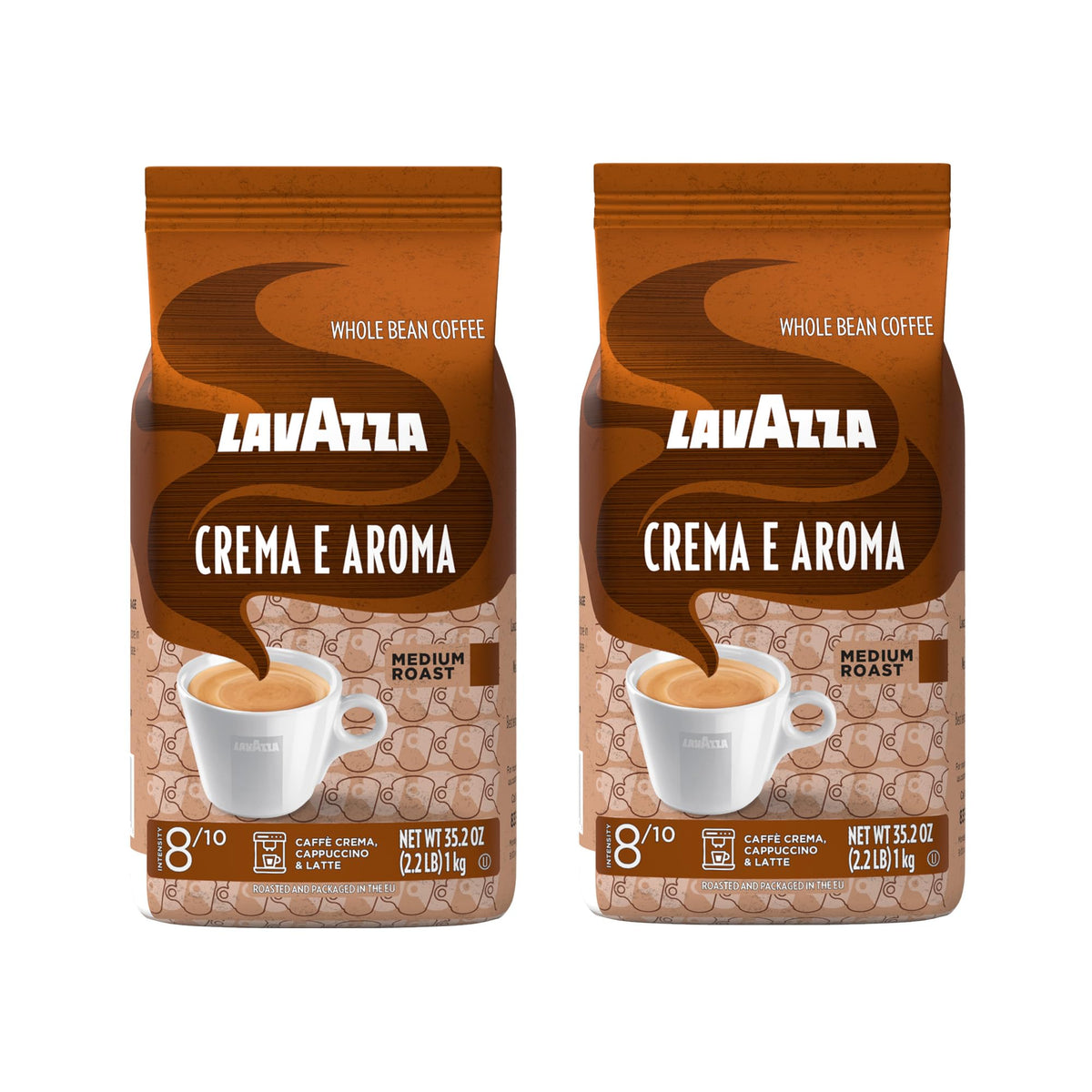 Lavazza Espresso Barista Gran Crema Whole Bean Coffee Blend, Medium Espresso Roast, Oz Bag (Packaging May Vary) - 2.2 LB, 35.2 Ounce (Pack of 2)