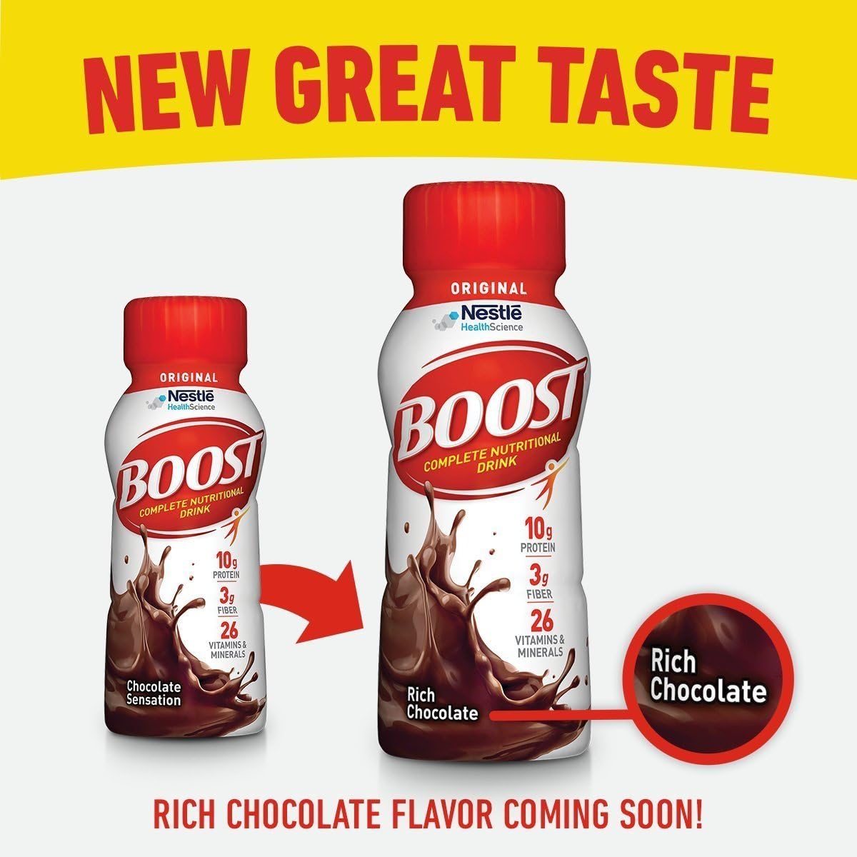 BOOST Original Ready to Drink Nutritional Drinks, Rich Chocolate, 8 Fl Oz Bottles (Pack of 24)