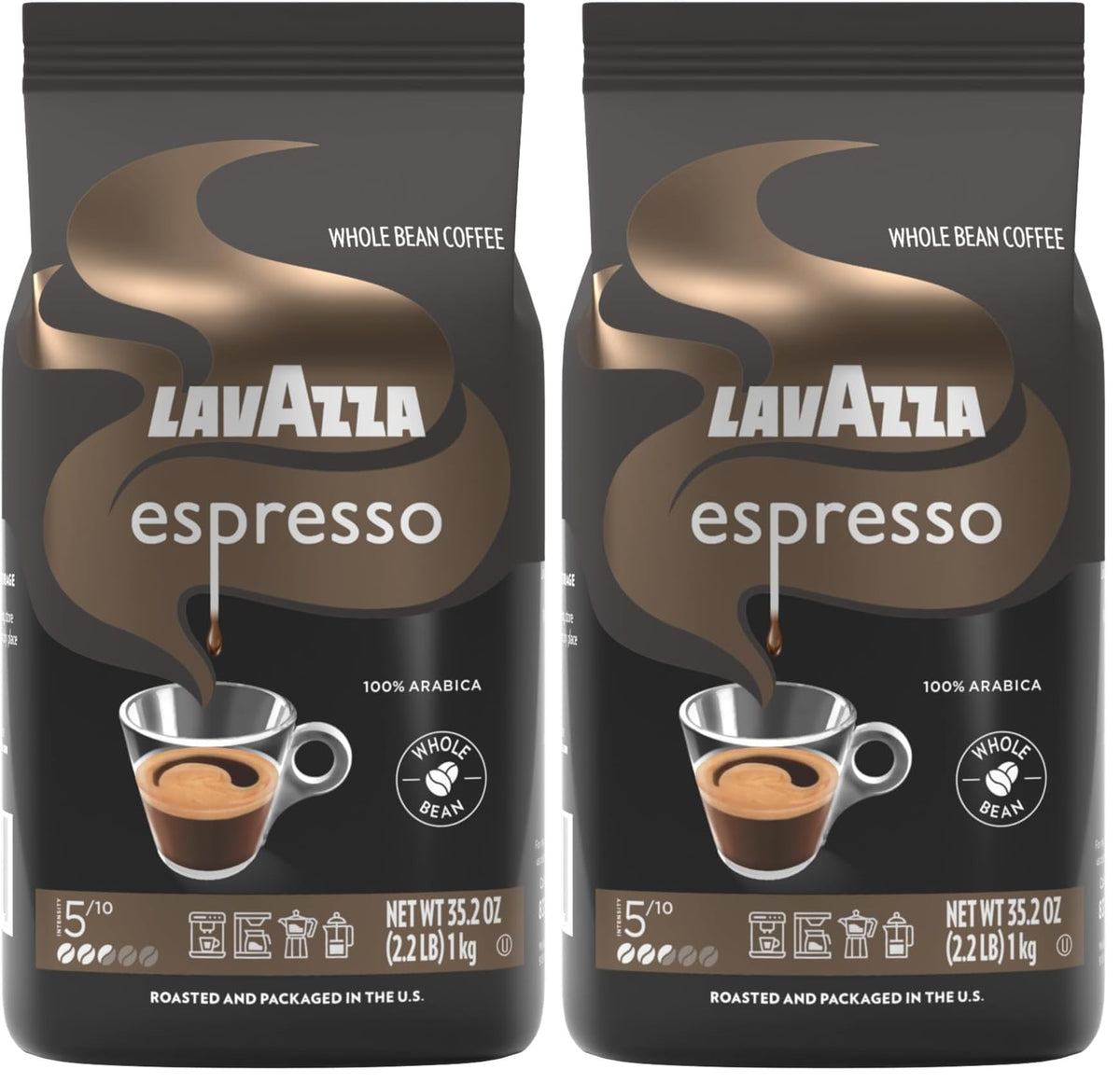 Lavazza Espresso Barista Gran Crema Whole Bean Coffee Blend, Medium Espresso Roast, Oz Bag (Packaging May Vary) - 2.2 LB, 35.2 Ounce (Pack of 2)