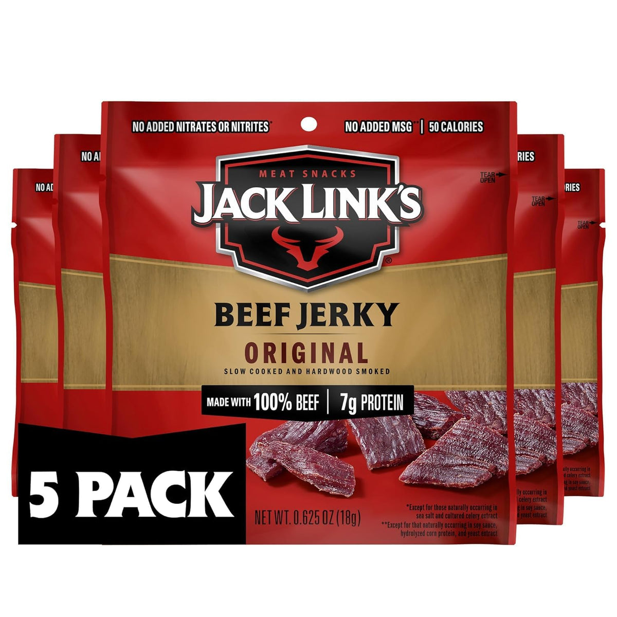 Jack Link's Beef Jerky,Teriyaki,Multipack Bags - Flavorful Meat Snacks for Lunches,Ready to Eat Protein Snacks,Individual Packs - 7g of Protein,Made with 100% Beef - 0.625 oz,(Pack of 40)