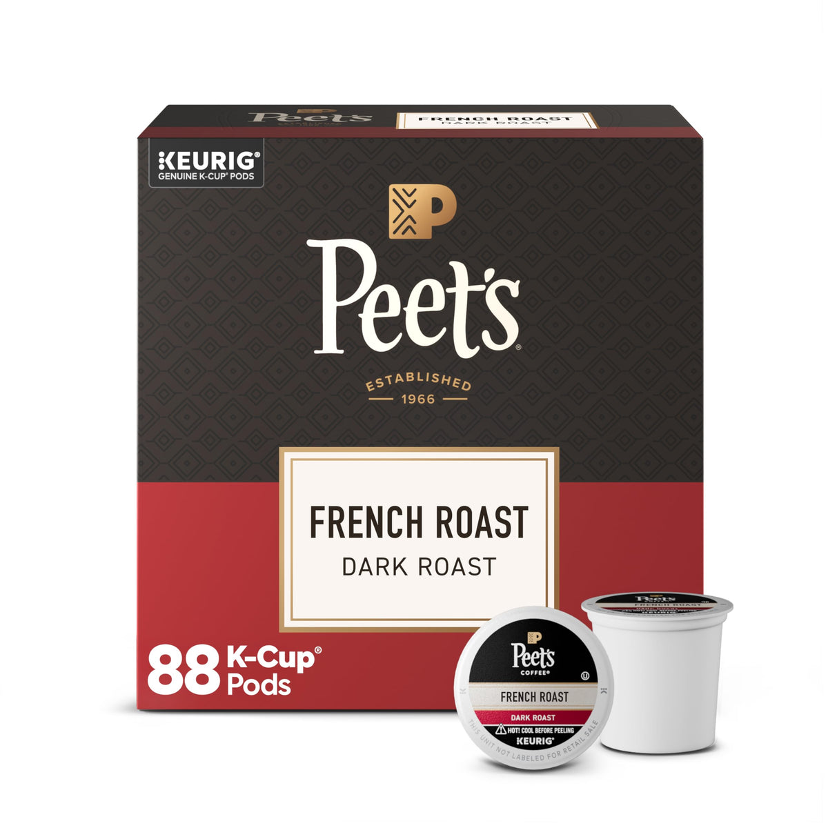 Peet's Coffee, Dark Roast Keurig K-Cup Pods, 100% Arabica Coffee - Major Dickason's Blend 75 Count (1 Box of 75 Pods) (Pack of 2)