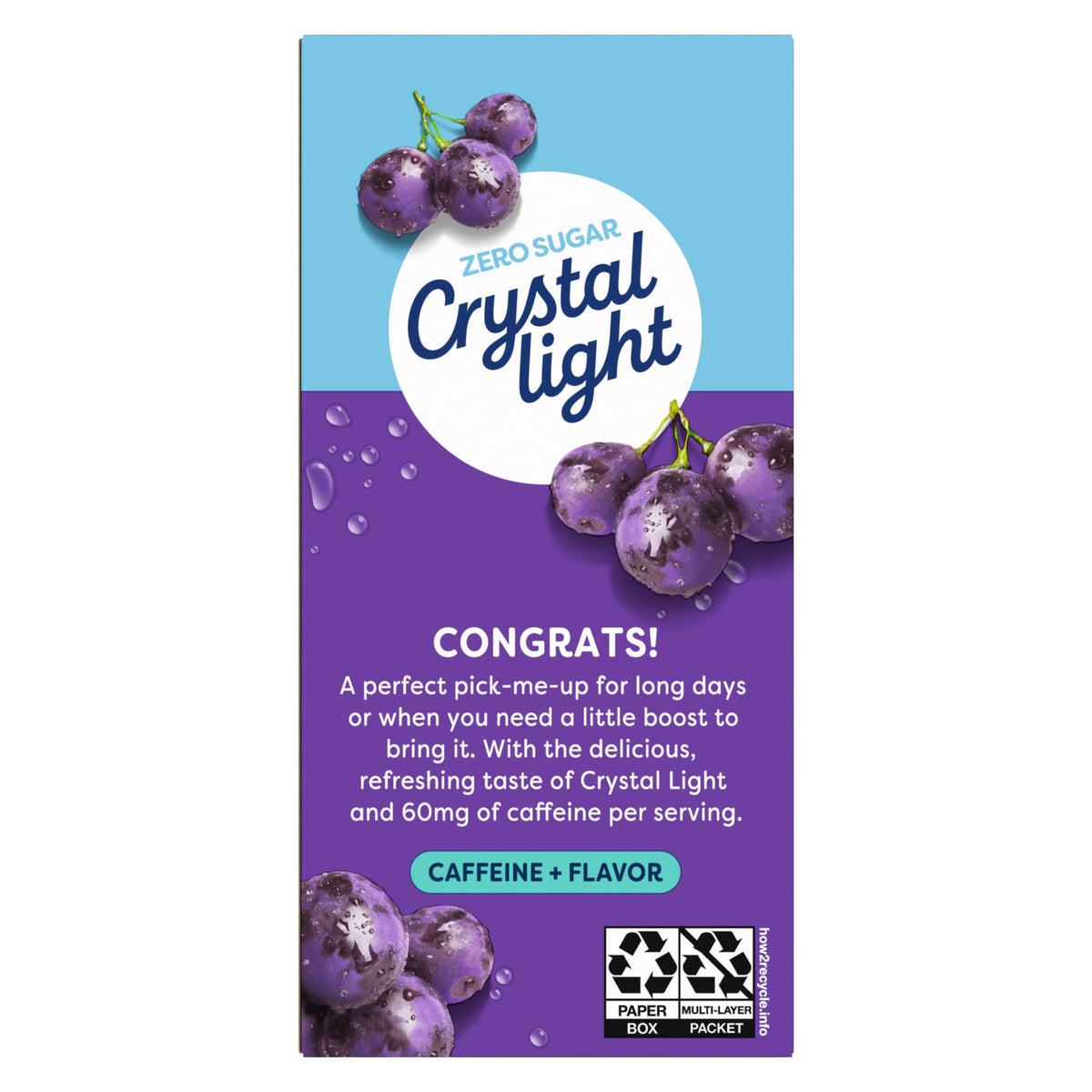 Crystal Light Caffeine Drink Mix Variety Pack, 44 Packets, 4.18 oz | for On-the-Go Hydration Zero Sugar 60mg Caffeine per serving