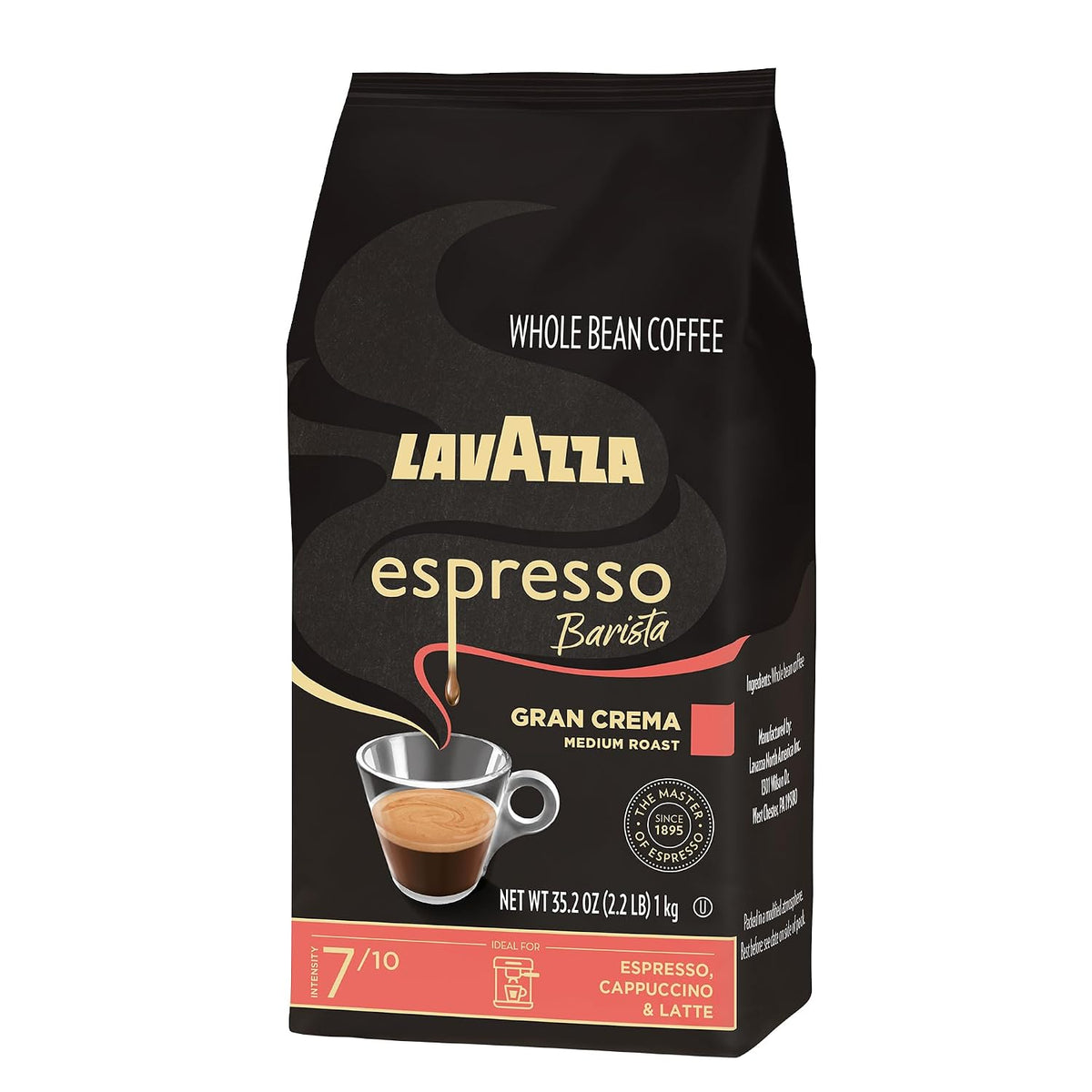 Lavazza Espresso Barista Gran Crema Whole Bean Coffee Blend, Medium Espresso Roast, Oz Bag (Packaging May Vary) - 2.2 LB, 35.2 Ounce (Pack of 2)