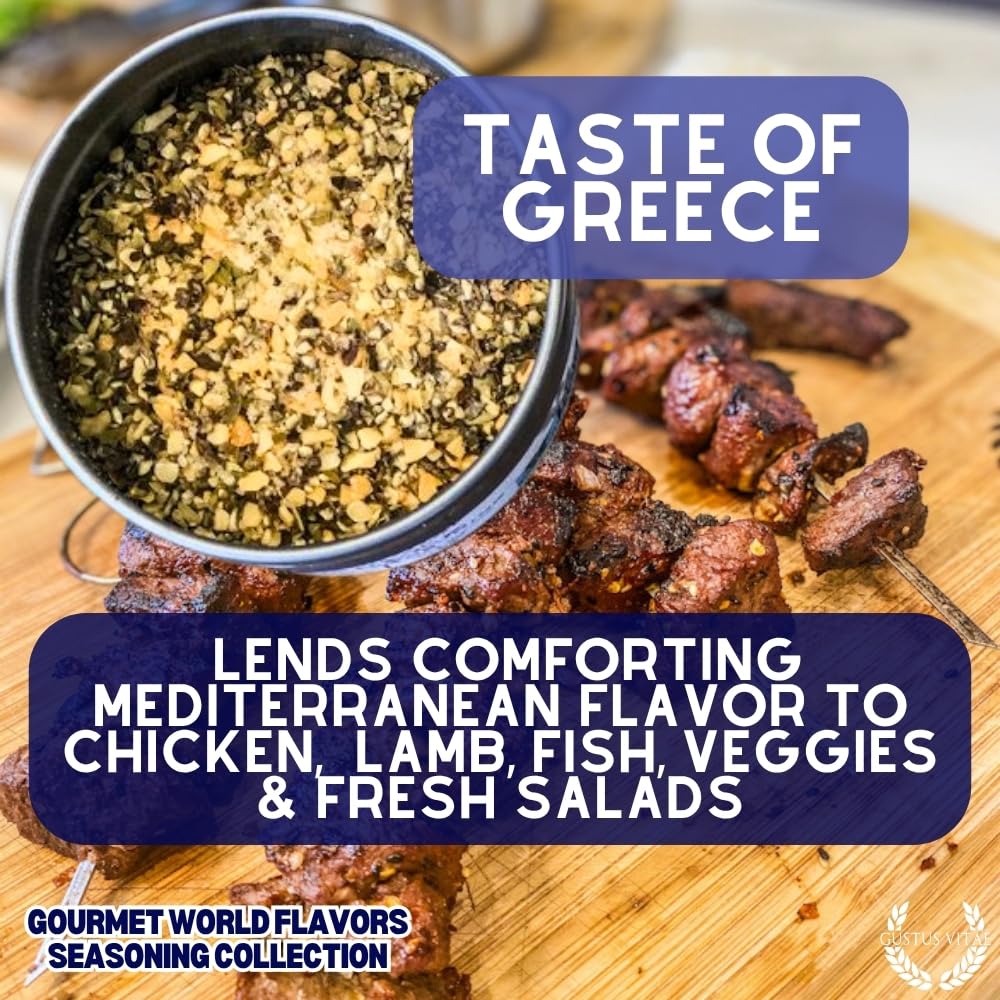 Gourmet World Flavors Seasoning Collection | Non GMO Verified | 6 Magnetic Tins | Spice Blends | Crafted in Small Batches by Gustus Vitae | #68