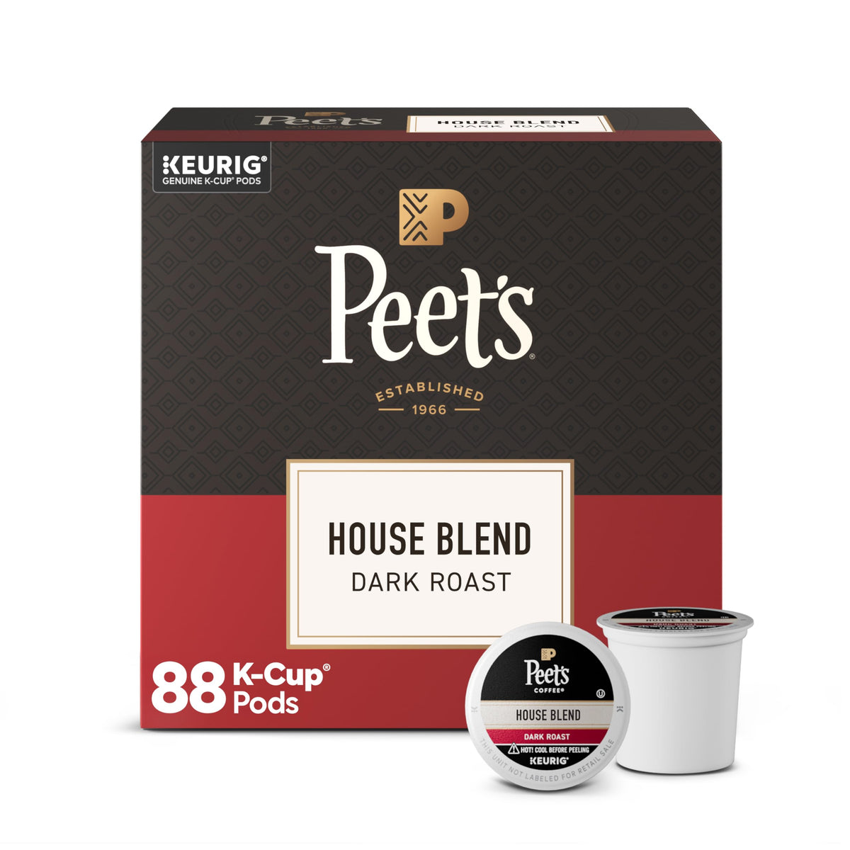 Peet's Coffee, Dark Roast Keurig K-Cup Pods, 100% Arabica Coffee - Major Dickason's Blend 75 Count (1 Box of 75 Pods) (Pack of 2)