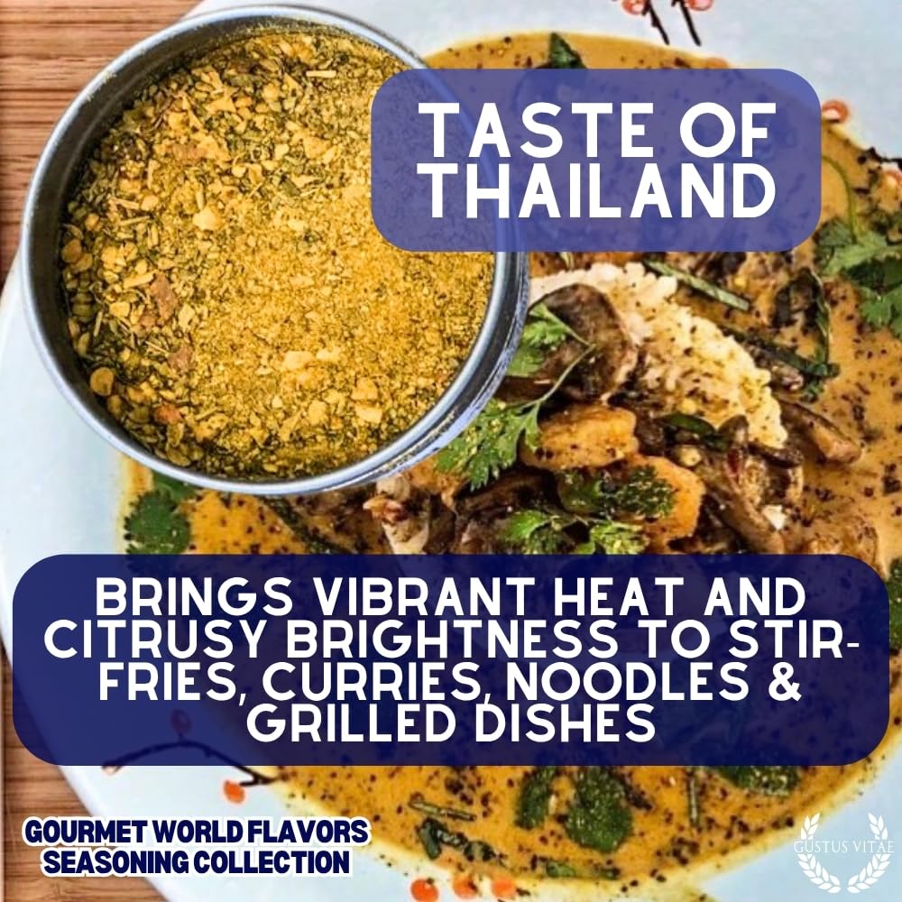 Gourmet World Flavors Seasoning Collection | Non GMO Verified | 6 Magnetic Tins | Spice Blends | Crafted in Small Batches by Gustus Vitae | #68