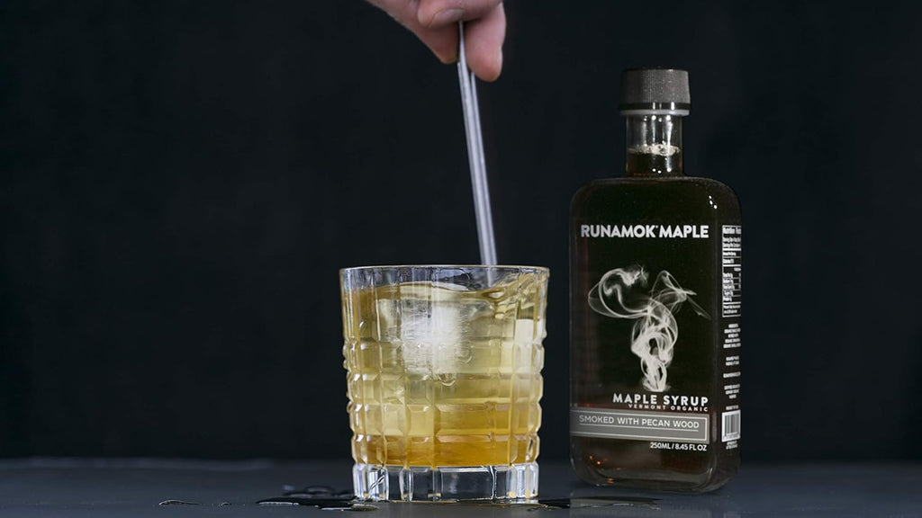 Runamok Pecan Wood Smoked Maple Syrup Organic - Authentic & Real Vermont Maple Syrup | Pure Strong Flavor | Great for BBQ, Broiled Salmon, Vinaigrettes & Cocktails | 8.45 Fl Oz (250mL)