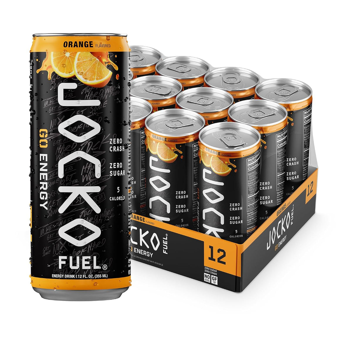 Jocko Fuel GO Energy Drinks, Lemon Lime, 12 oz | 12 Pack | 95mg Clean, No Crash Natural Caffeine | No Sugar, Jitter Free | L-Theanine & Adaptogens Lift Mood, Focus & Endurance