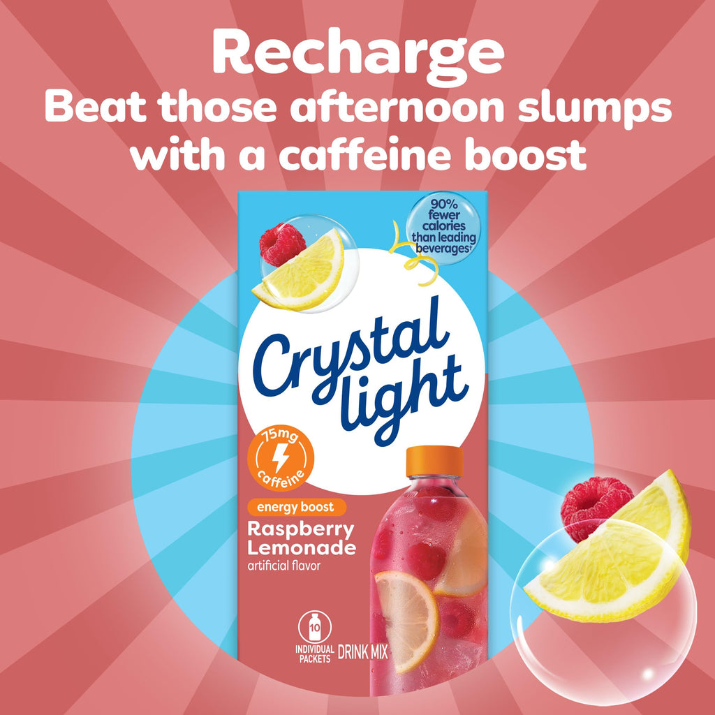 Crystal Light Caffeine Drink Mix Variety Pack, 44 Packets, 4.18 oz | for On-the-Go Hydration Zero Sugar 60mg Caffeine per serving