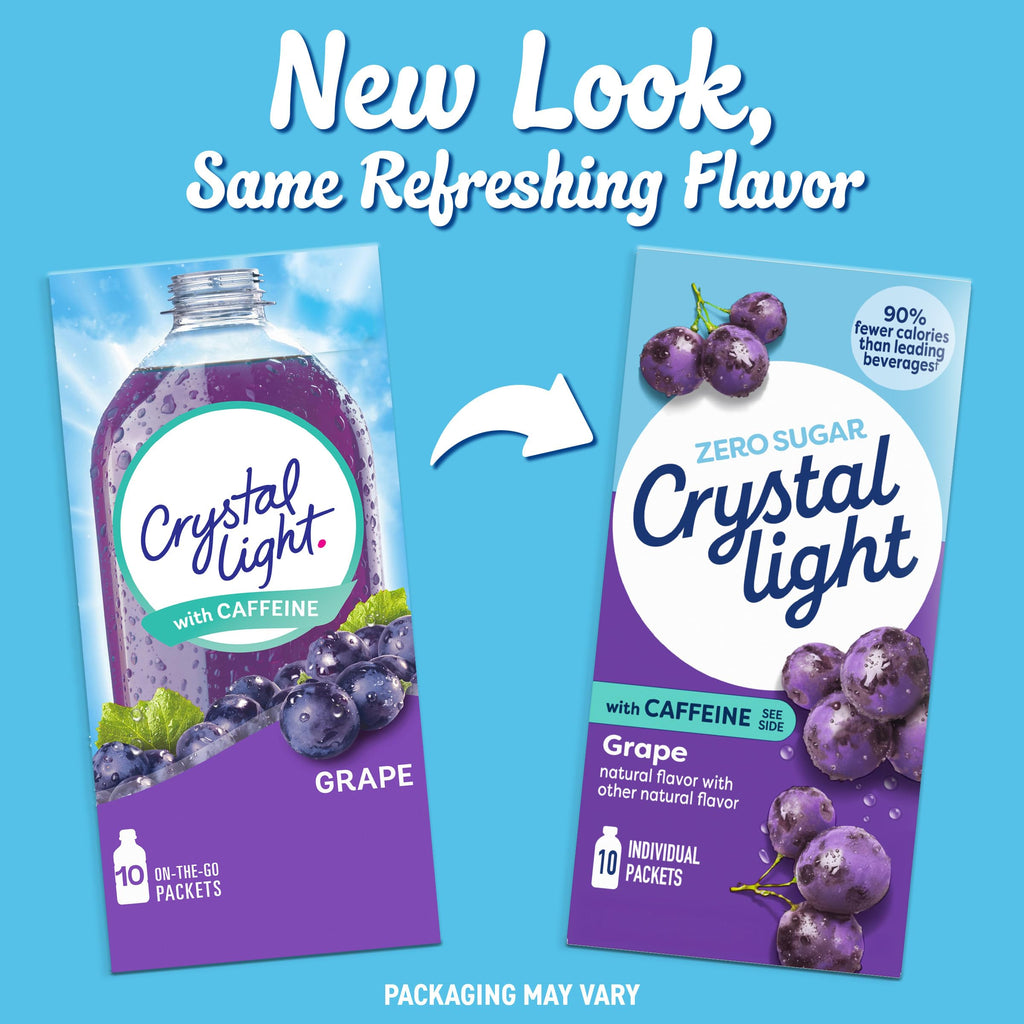 Crystal Light Caffeine Drink Mix Variety Pack, 44 Packets, 4.18 oz | for On-the-Go Hydration Zero Sugar 60mg Caffeine per serving