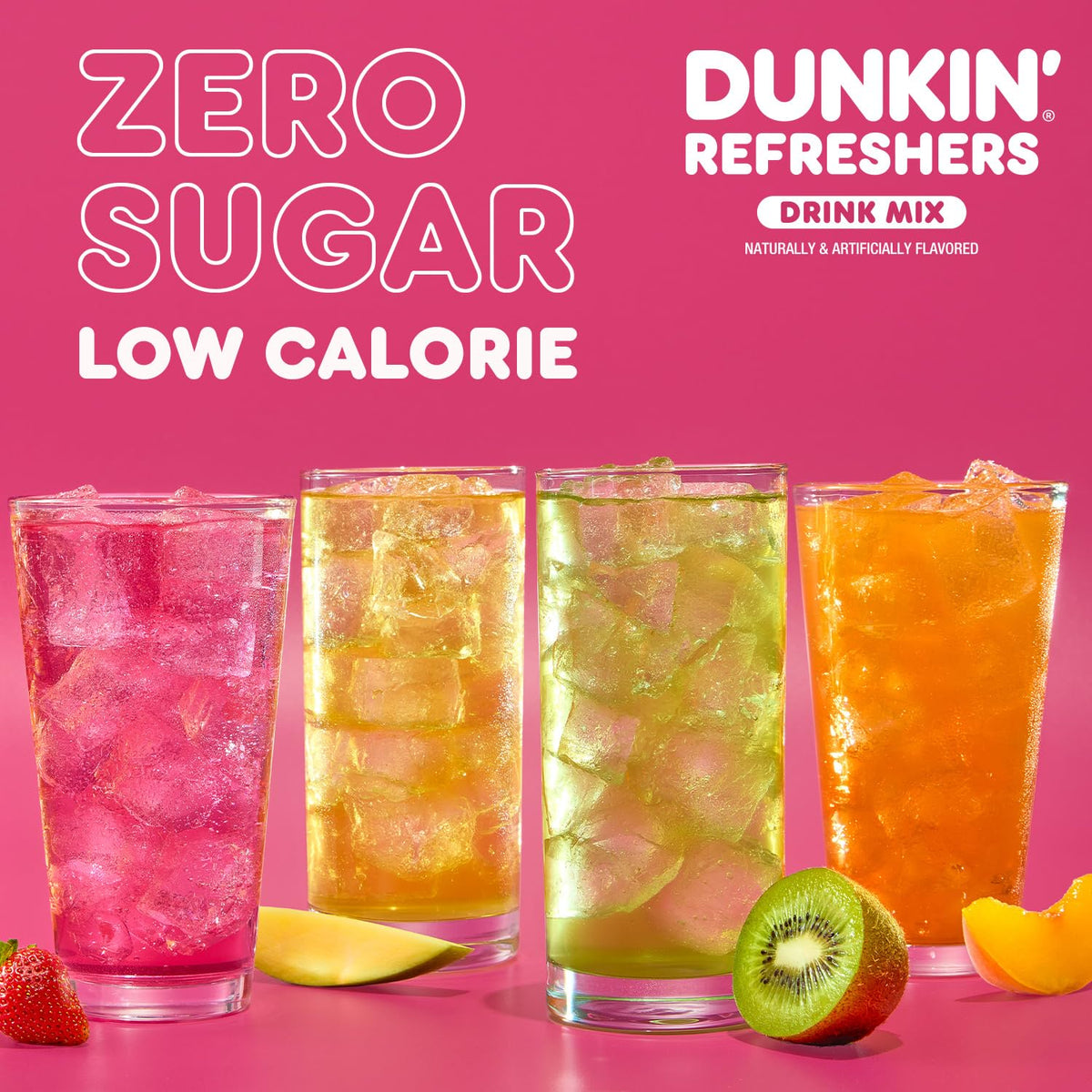 Singles To Go! Dunkin' Refreshers Green Tea Drink Mix Packets, 40 Count | Sugar Free, Loaded Tea Packets with Caffeine Energy from Green Tea, Aspartame-free, Just add water, Energy Drink Alternative