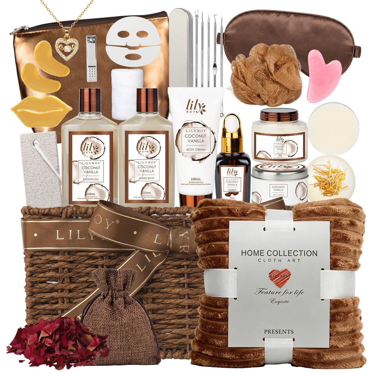 Spa Skin Care Gifts Set - 18Pcs Luxurious Spa Gift Baskets for Women & Men
