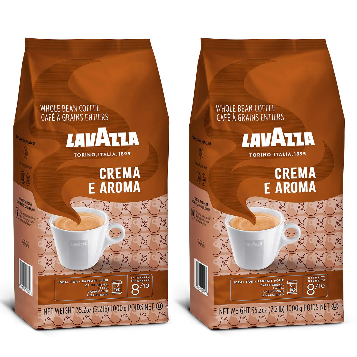 Lavazza Espresso Barista Gran Crema Whole Bean Coffee Blend, Medium Espresso Roast, Oz Bag (Packaging May Vary) - 2.2 LB, 35.2 Ounce (Pack of 2)