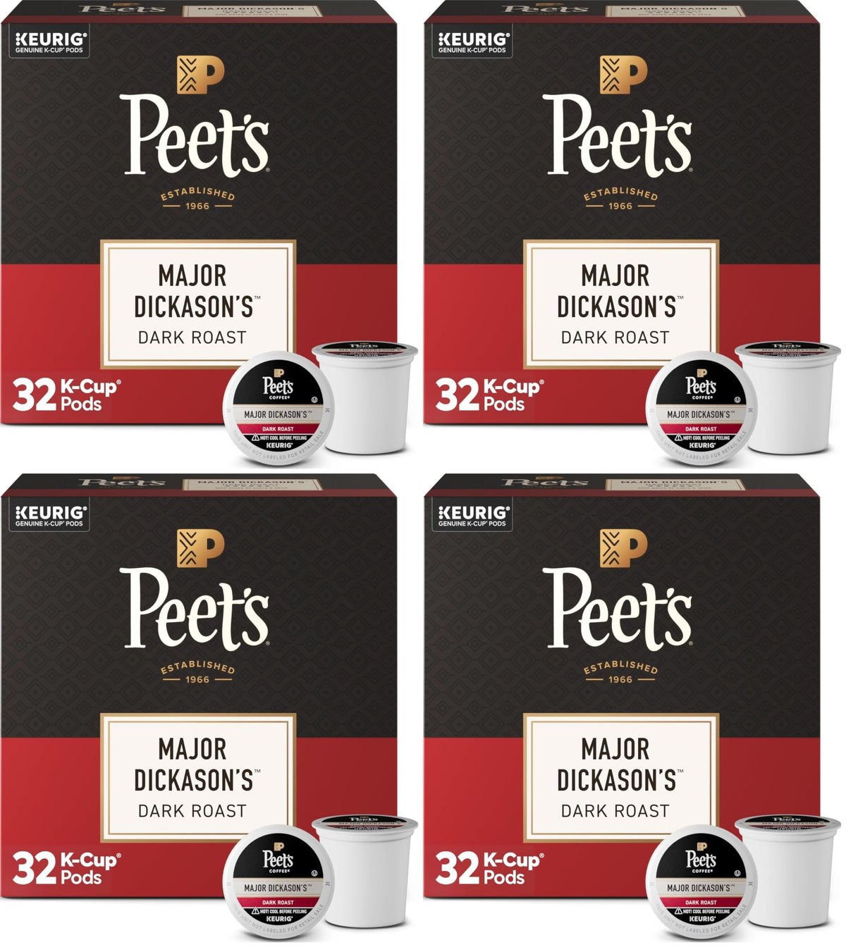 Peet's Coffee, Dark Roast Keurig K-Cup Pods, 100% Arabica Coffee - Major Dickason's Blend 75 Count (1 Box of 75 Pods) (Pack of 2)