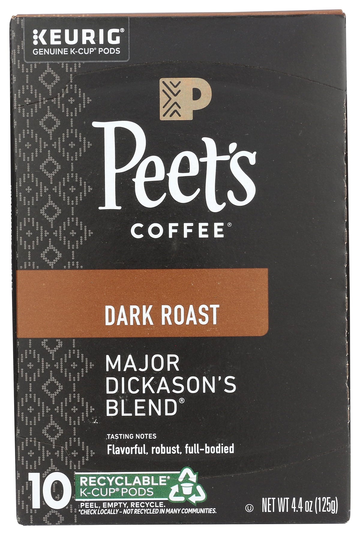 Peet's Coffee, Dark Roast Keurig K-Cup Pods, 100% Arabica Coffee - Major Dickason's Blend 75 Count (1 Box of 75 Pods) (Pack of 2)