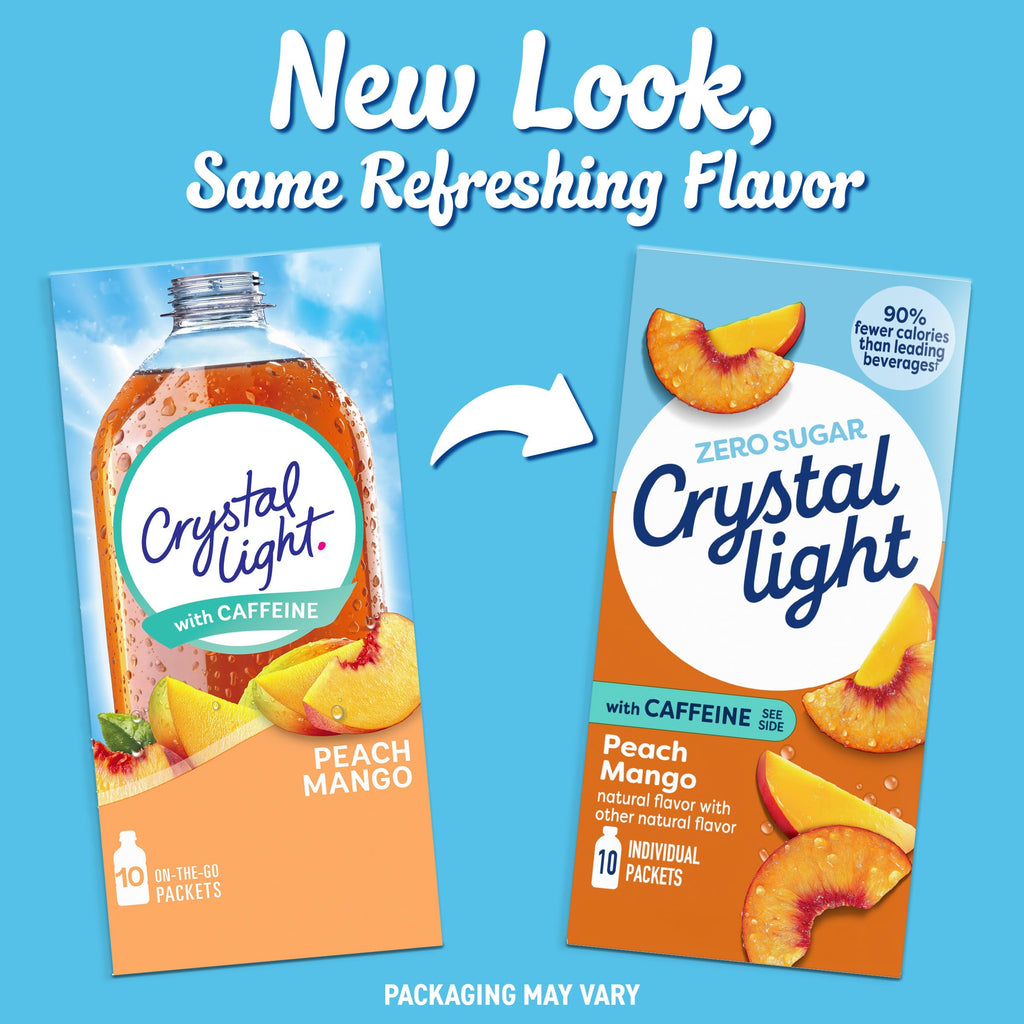 Crystal Light Caffeine Drink Mix Variety Pack, 44 Packets, 4.18 oz | for On-the-Go Hydration Zero Sugar 60mg Caffeine per serving