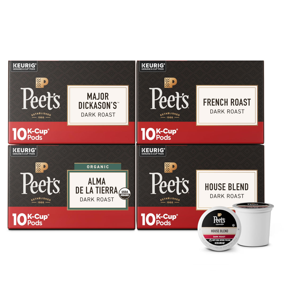 Peet's Coffee, Dark Roast Keurig K-Cup Pods, 100% Arabica Coffee - Major Dickason's Blend 75 Count (1 Box of 75 Pods) (Pack of 2)