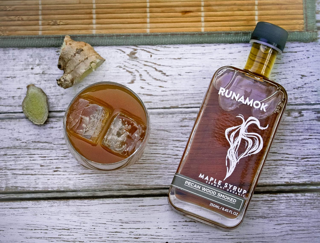Runamok Pecan Wood Smoked Maple Syrup Organic - Authentic & Real Vermont Maple Syrup | Pure Strong Flavor | Great for BBQ, Broiled Salmon, Vinaigrettes & Cocktails | 8.45 Fl Oz (250mL)