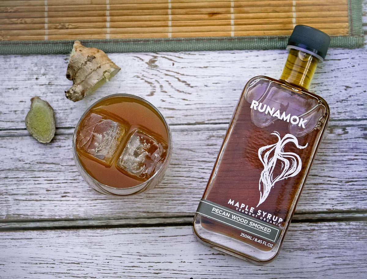 Runamok Pecan Wood Smoked Maple Syrup Organic - Authentic & Real Vermont Maple Syrup | Pure Strong Flavor | Great for BBQ, Broiled Salmon, Vinaigrettes & Cocktails | 8.45 Fl Oz (250mL)