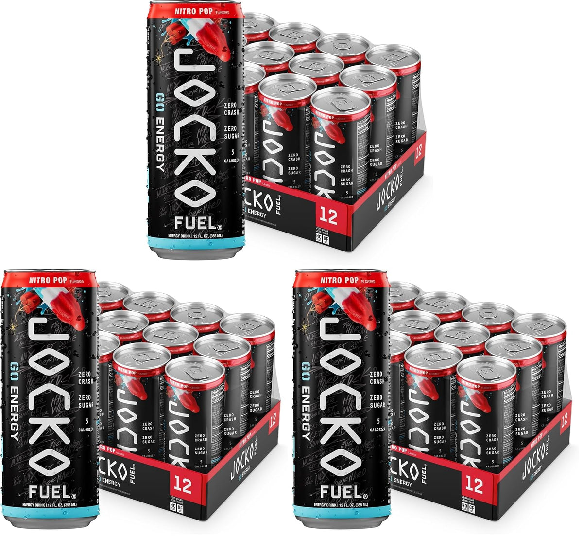 Jocko Fuel GO Energy Drinks, Lemon Lime, 12 oz | 12 Pack | 95mg Clean, No Crash Natural Caffeine | No Sugar, Jitter Free | L-Theanine & Adaptogens Lift Mood, Focus & Endurance